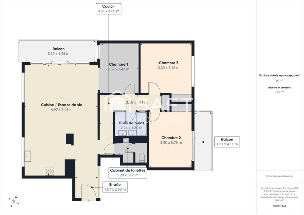 Vente Appartement Excellent état, 2 balcons, calme Saint-cloud