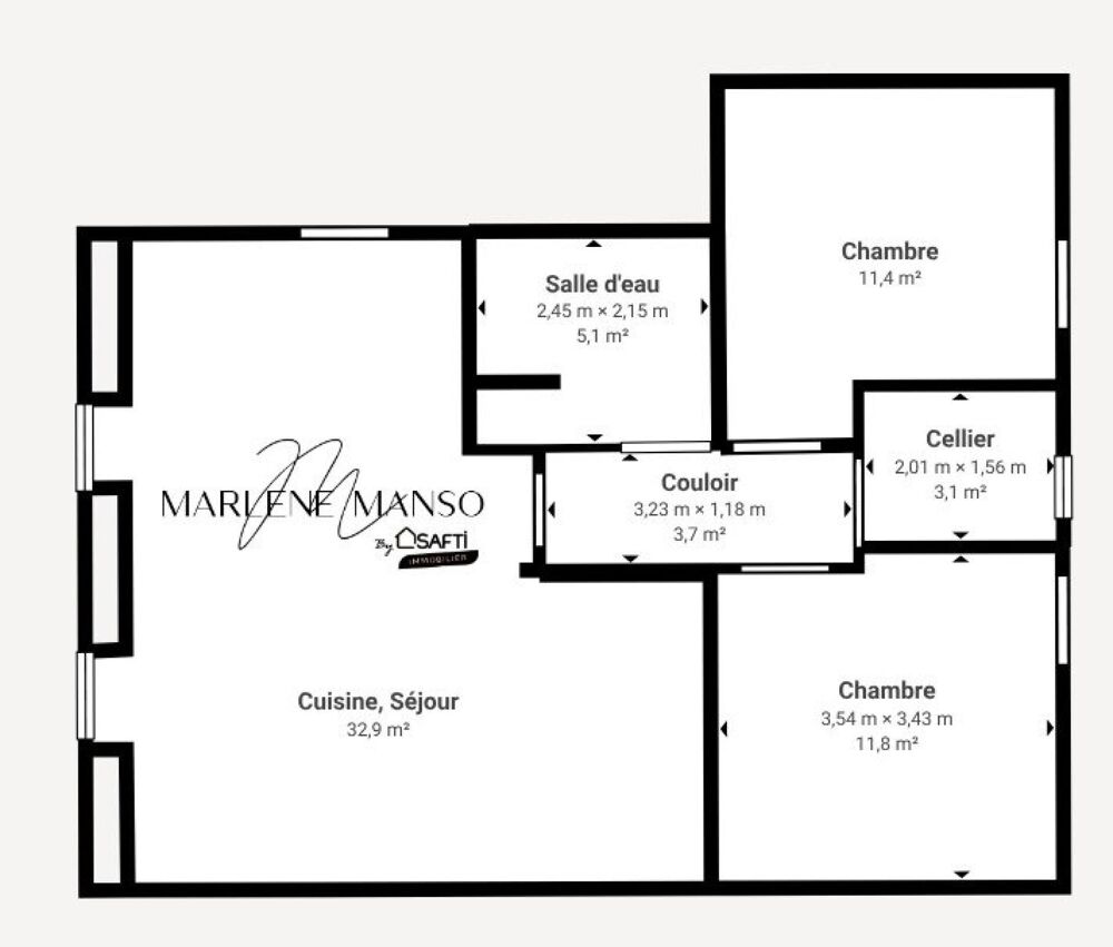T3 lumineux de 68 m² avec jardin, terrasse et 2 places