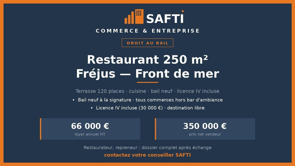   Droit au bail restaurant - front de mer Fréjus 