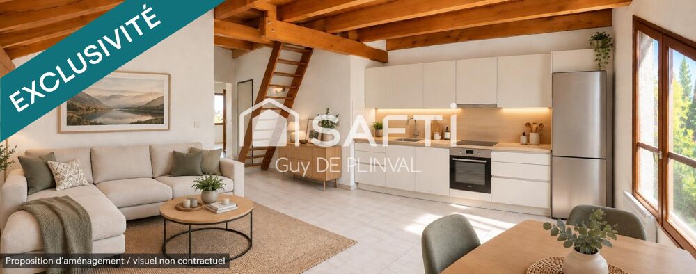 VIRY CENTRE  T3 ATYPIQUE AU DERNIER ÉTAGE  CHARPENTE APPARENTE  2 CHAMBRES