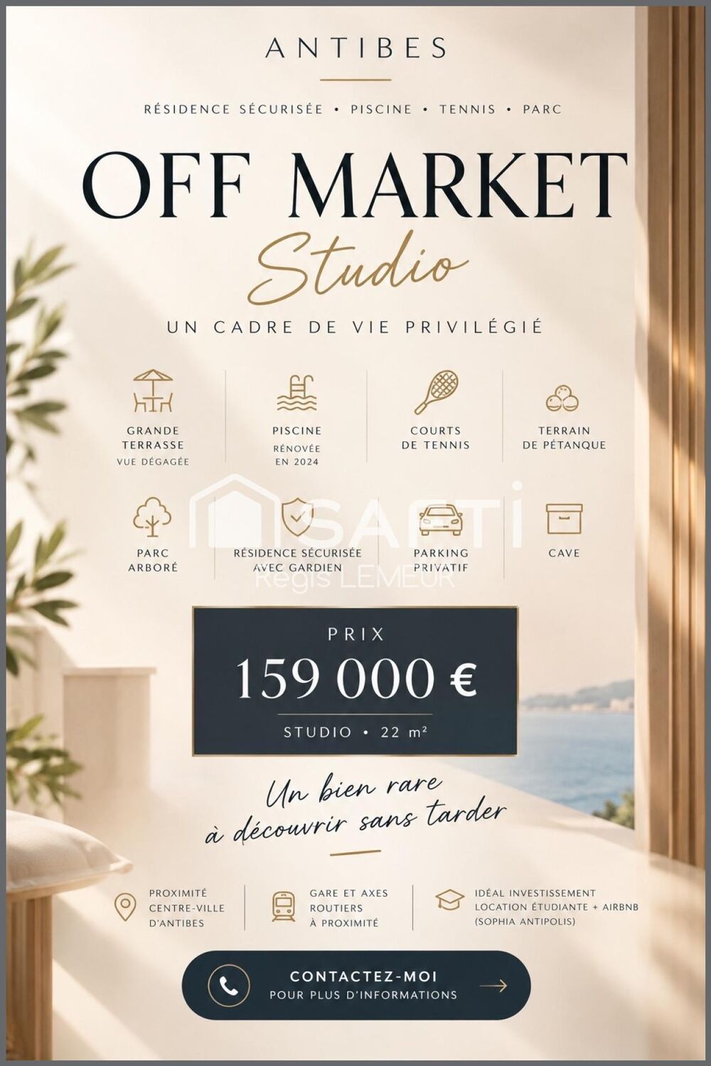 Vente Appartement Antibes : studio, terrasse, piscine et tennis ! Antibes