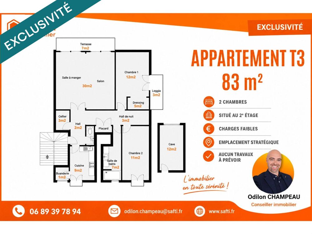 Vente Appartement Appartement T3 (2 chambres) de 83m2 + Terrasse + Local de stockage Perpignan