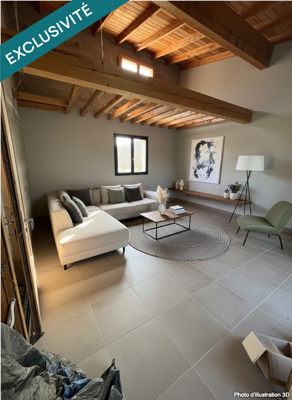 Maison mitoyenne coeur de village avec jardinet + terrasse et grand garage
