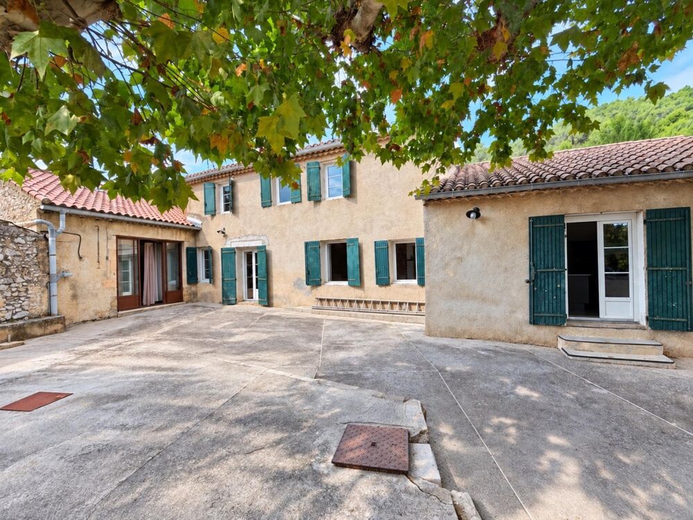 Cheval-Blanc  Mas en pierre, cour sous un platane centenaire et charme de lancien