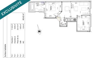  Appartement � vendre 3 pi�ces 50 m�