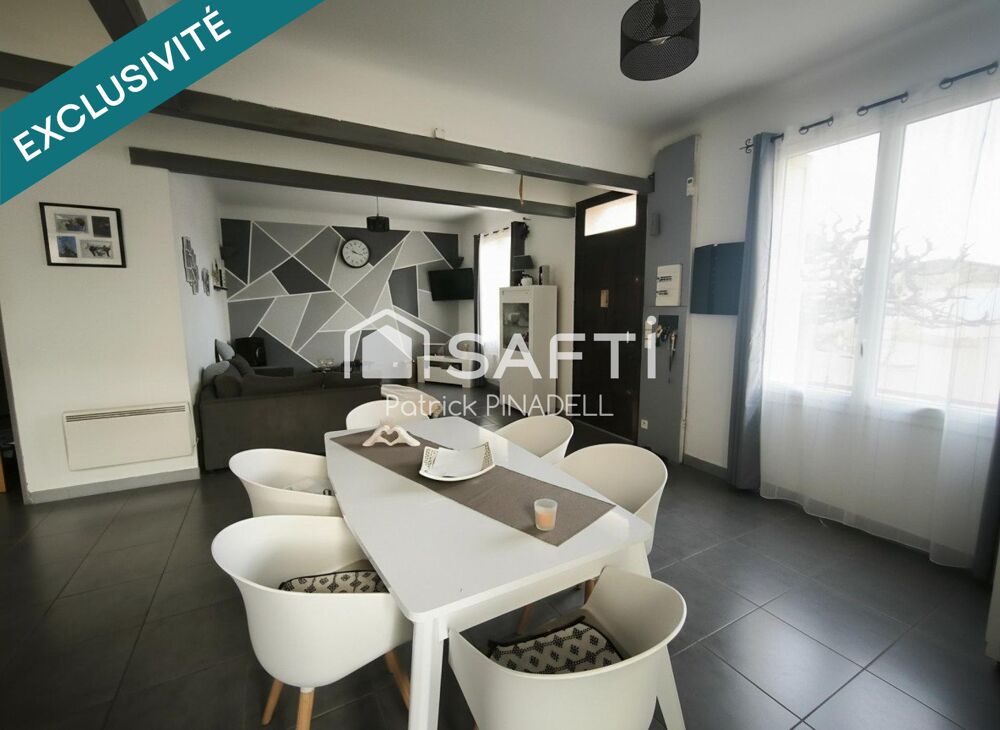 Maison d'habitation en trois faces, avec deux logements : un T5 avec quatre chambres, grande pièce de vie et T2 loué à l'année a