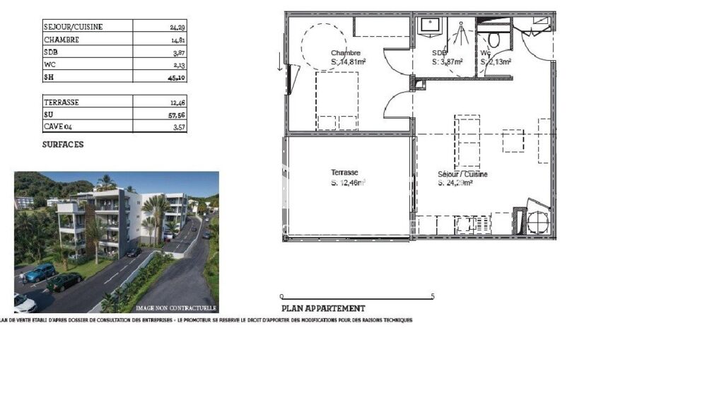 Vente Appartement Appt T2 de 45 m² dans la résidence sécurisée Les terrasses du Marin Le marin
