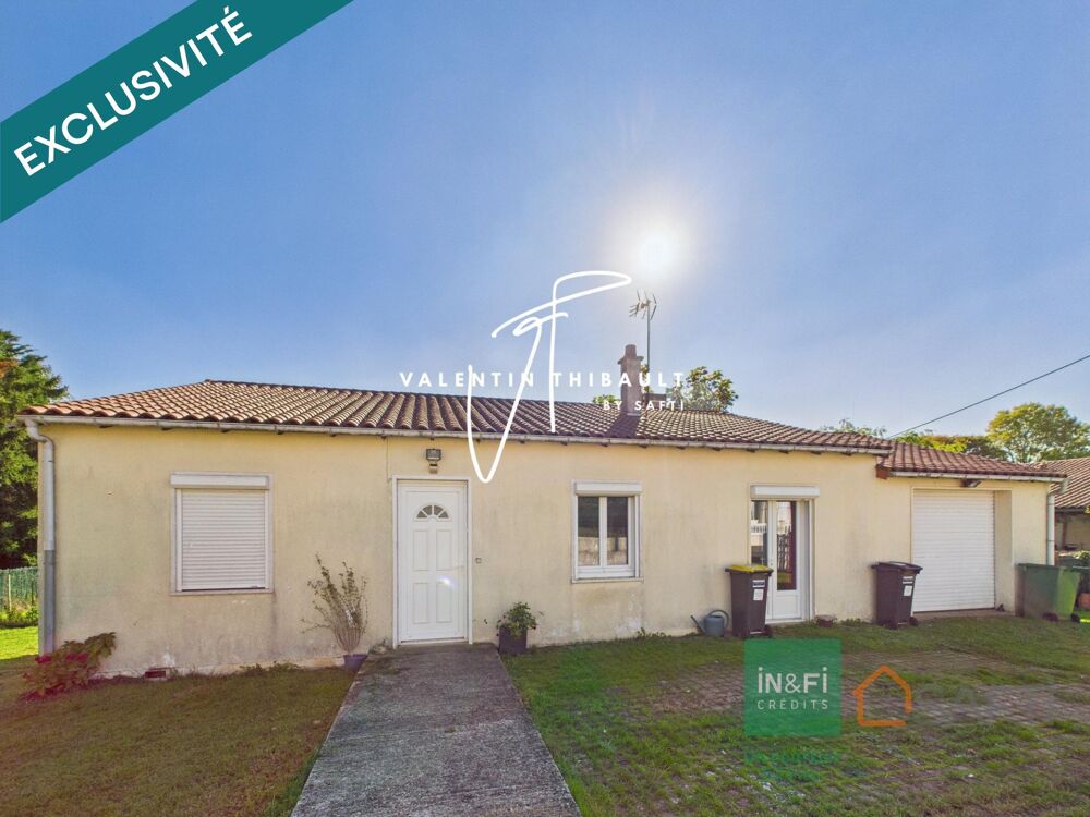 Maison plain-pied 89m² 3 chambres terrasse garage jardin de 1000m²