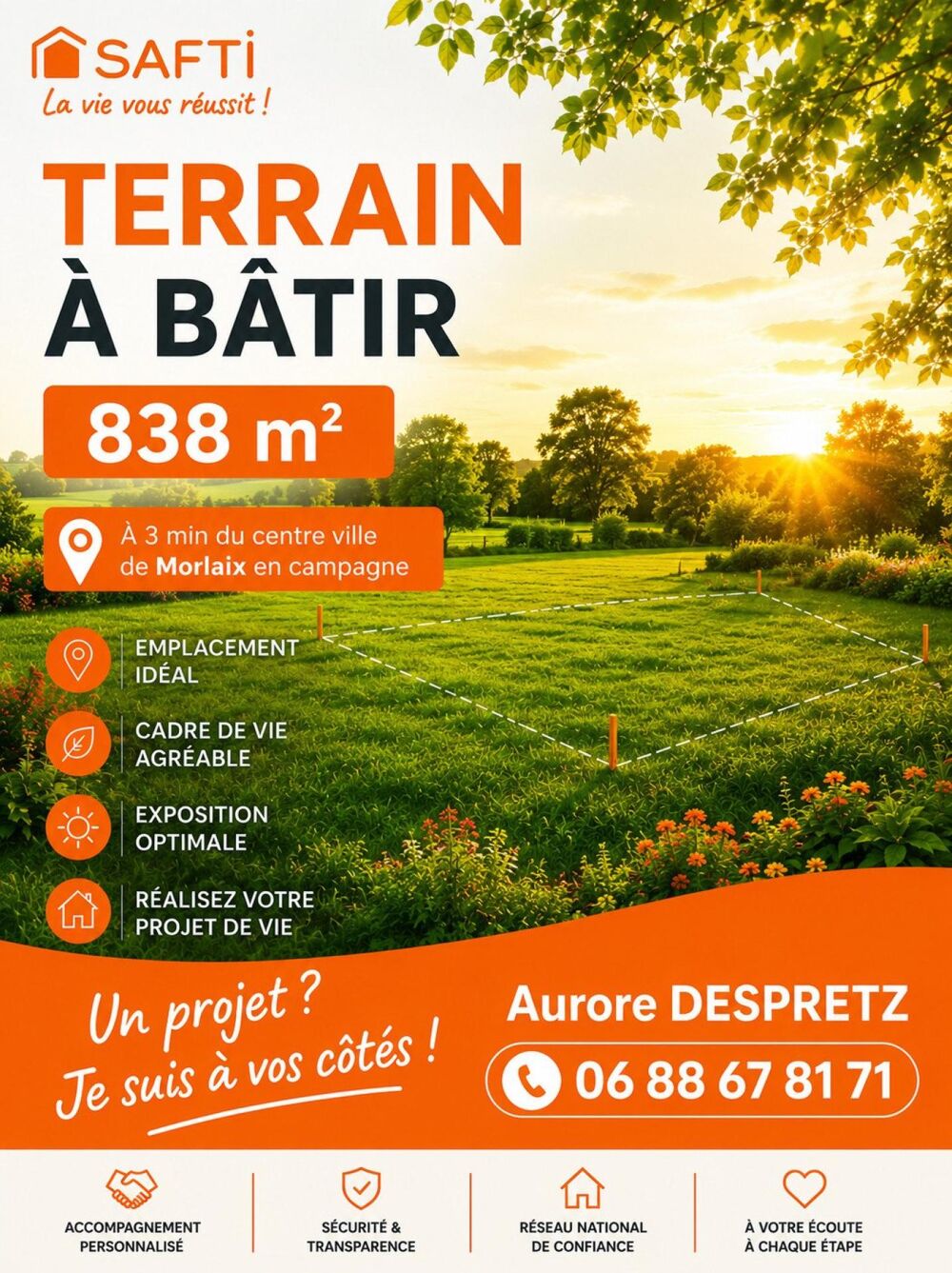 Vente Terrain TERRAIN À BÂTIR – 838 m² Morlaix