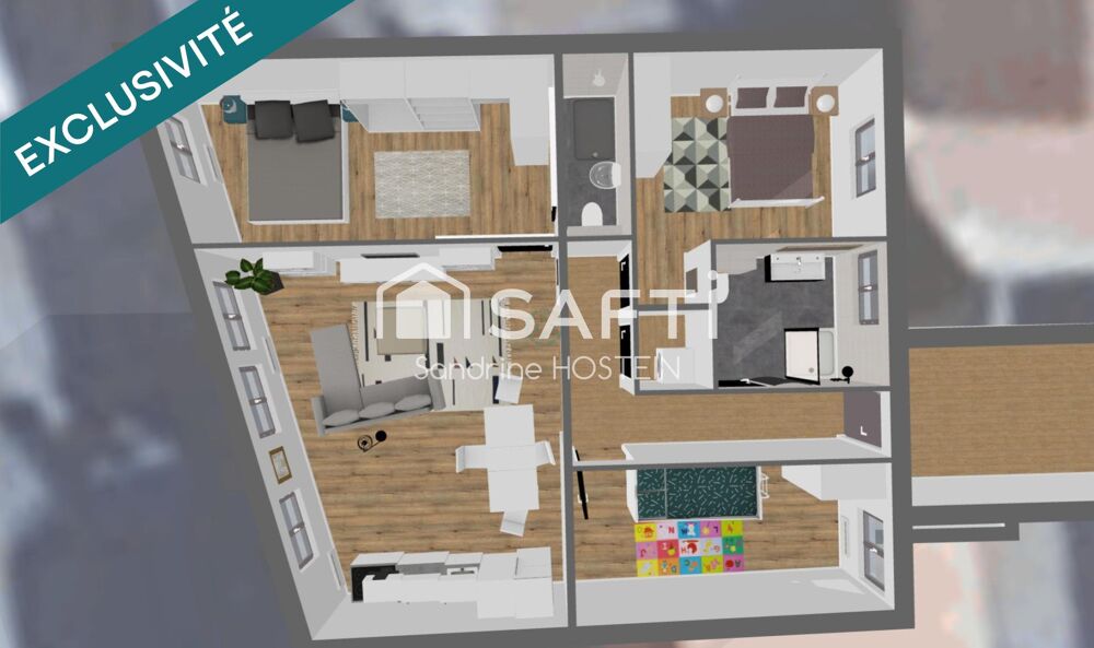 Appartement de 87m2 rénové avec 3 chambres et 2 salles de bain