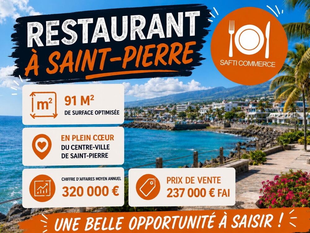   Restaurant entièrement équipé – Hyper centre-ville de Saint-Pierre 