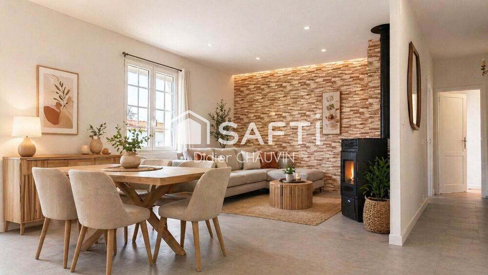 Maison plain pied avec de beaux volumes.