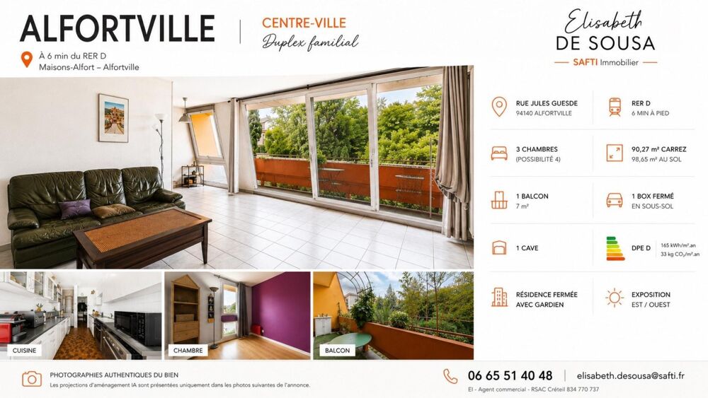 Vente Appartement DUPLEX FAMILIAL AVEC BOX ET BALCON Alfortville