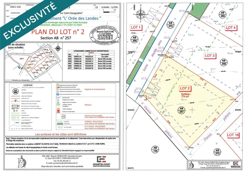 Vente Terrain Terrain à bâtir proche Besançon/commodités de Saône Gennes