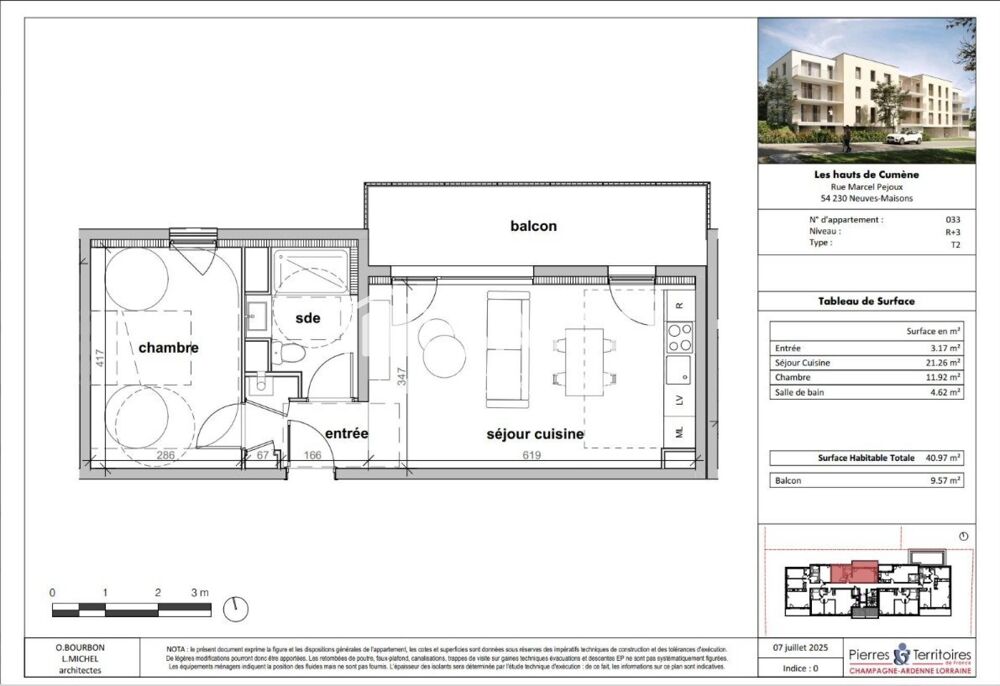 À VENDRE  T2 NEUF  40 m²  NEUVES-MAISONS