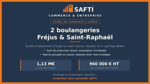 2 boulangeries – Axes majeurs Fr&eacute;jus/St Rapha&euml;l 960000 83600 Frejus