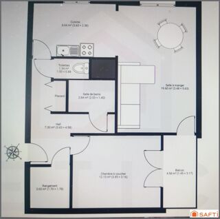  Appartement  vendre 2 pices 56 m