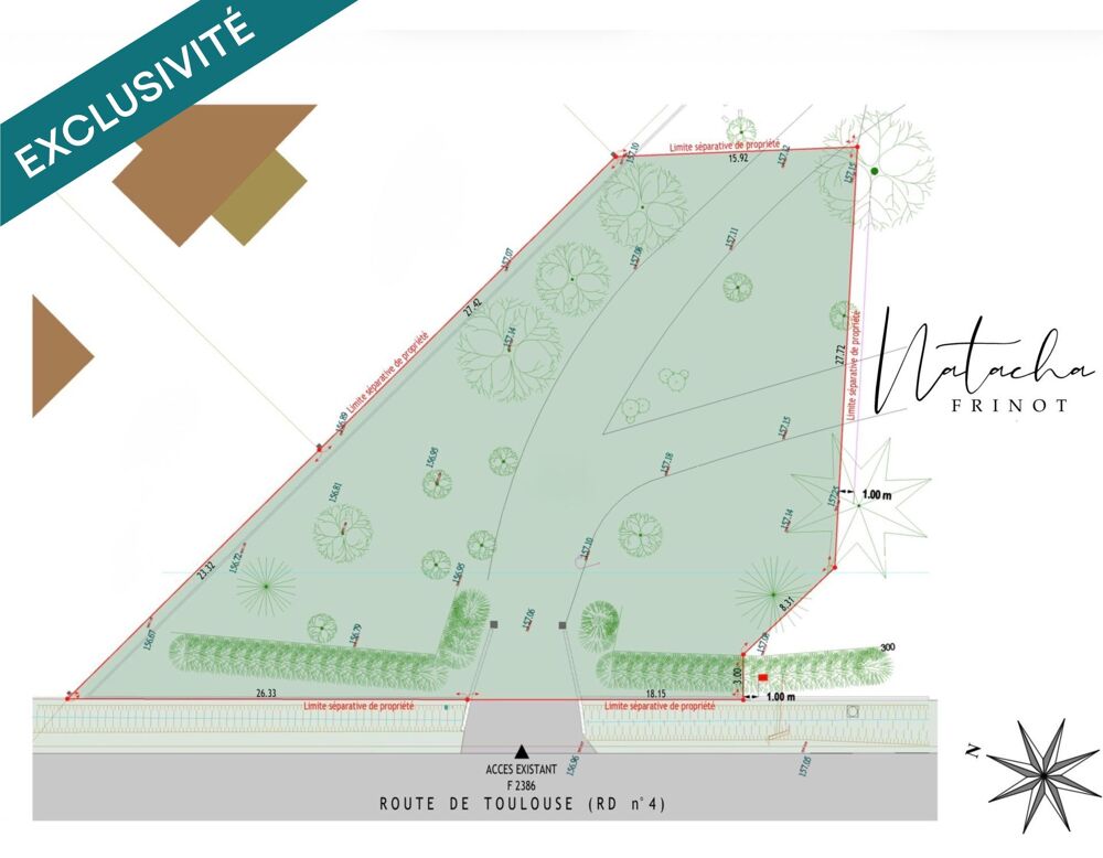 Vente Terrain Fronton – Terrain constructible 1150 m²  permis accepté, étude G2 et division possible Fronton