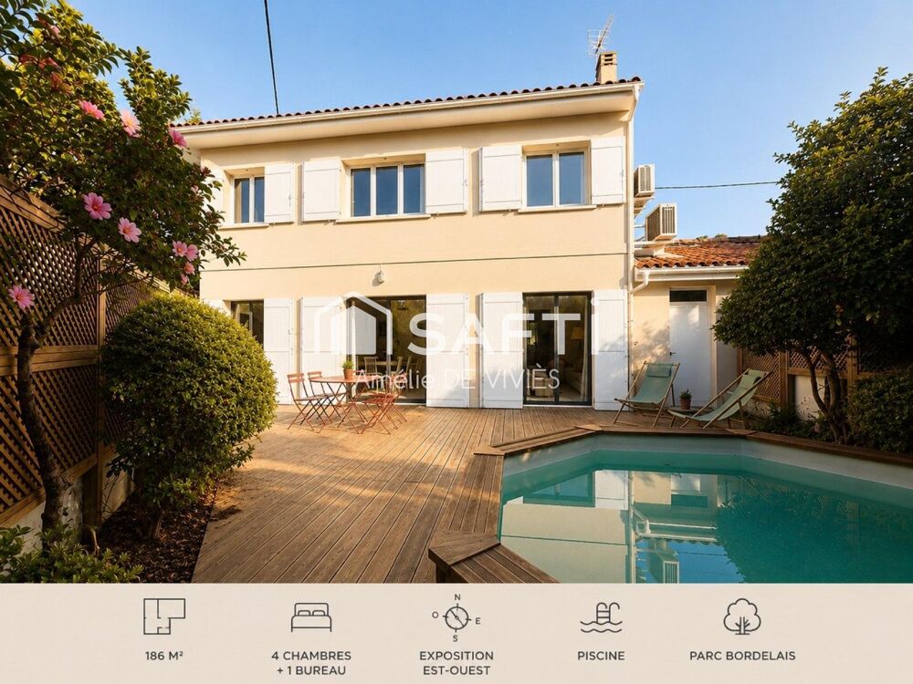 Maison familiale  Parc Bordelais  5 chambres  Caudéran