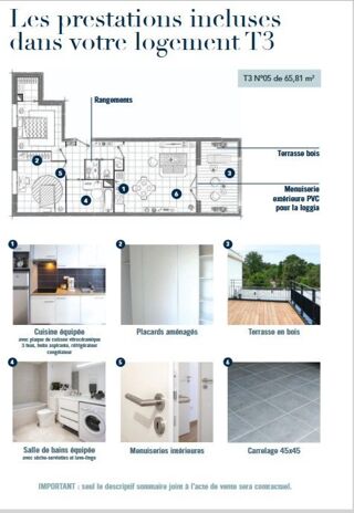  Appartement  vendre 3 pices 64 m