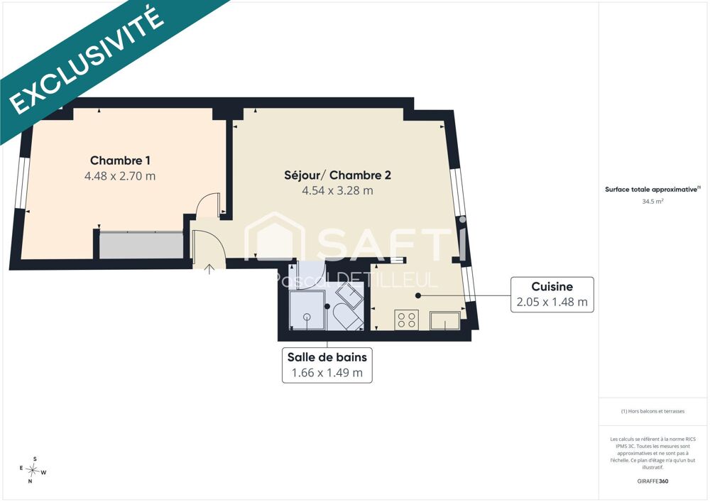 SAINT-CLOUD  Les Côteaux - Appartement 2 pièces 34m2 - Proximité immédiate du T2 - Vendu occupé bail meublé un an en cours