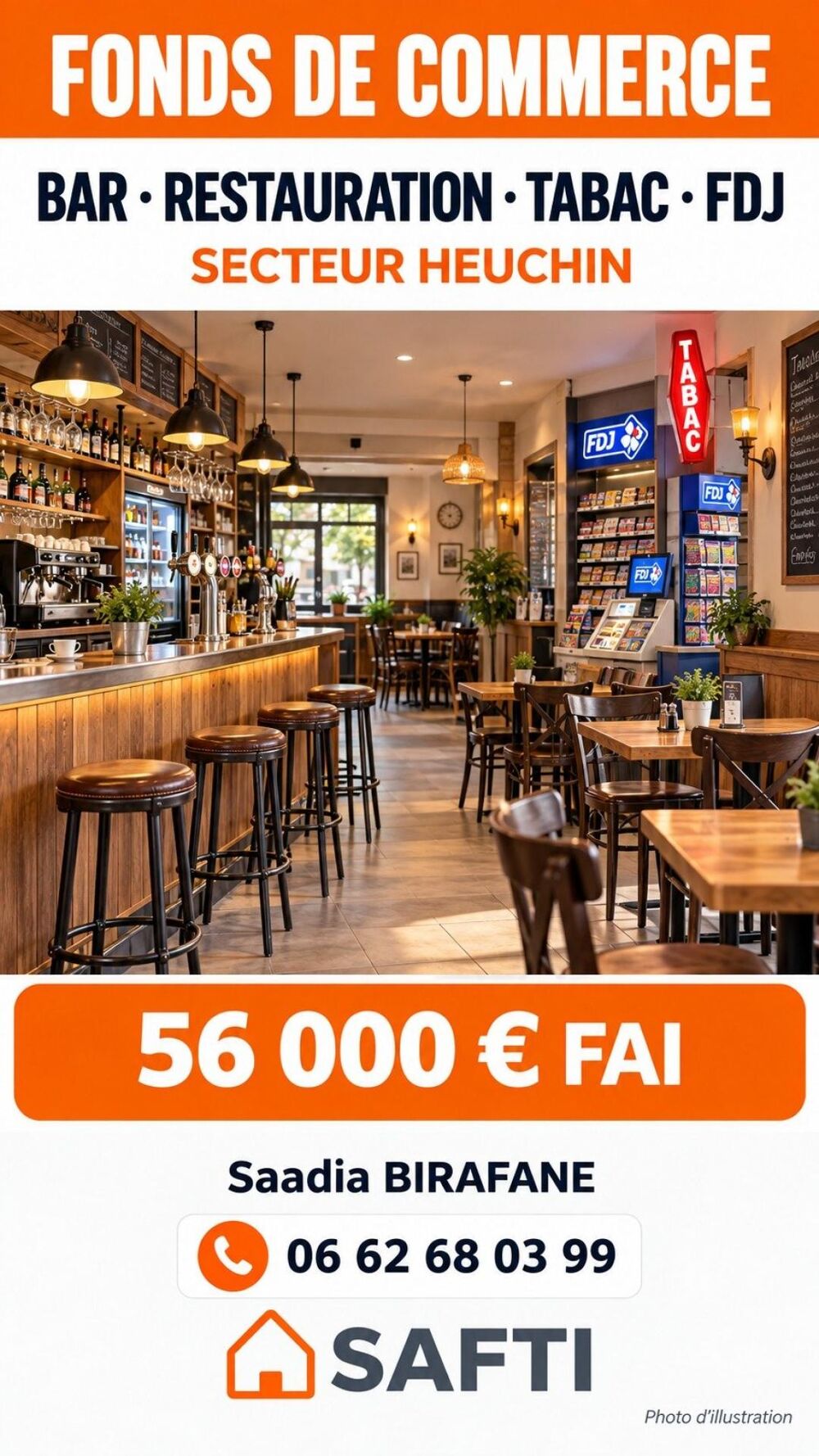   Fonds de commerce bar / restauration / tabac / FDJ 