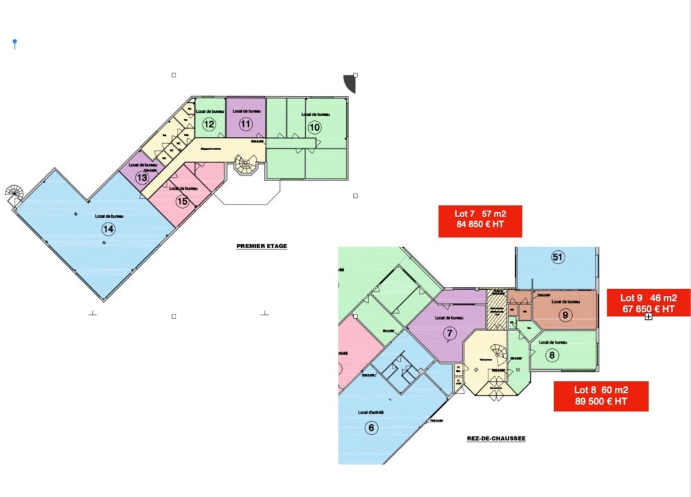   Bureaux de 47 m2 en RDC rénové à la vente ou à la location Douvres-la-delivrande