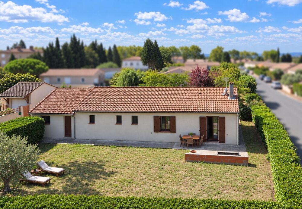 ALZONNE  VILLA 4 FACES DE PLAIN-PIED  PARCELLE DE 1 270 M²  GARAGE DE PLUS DE 40 M²