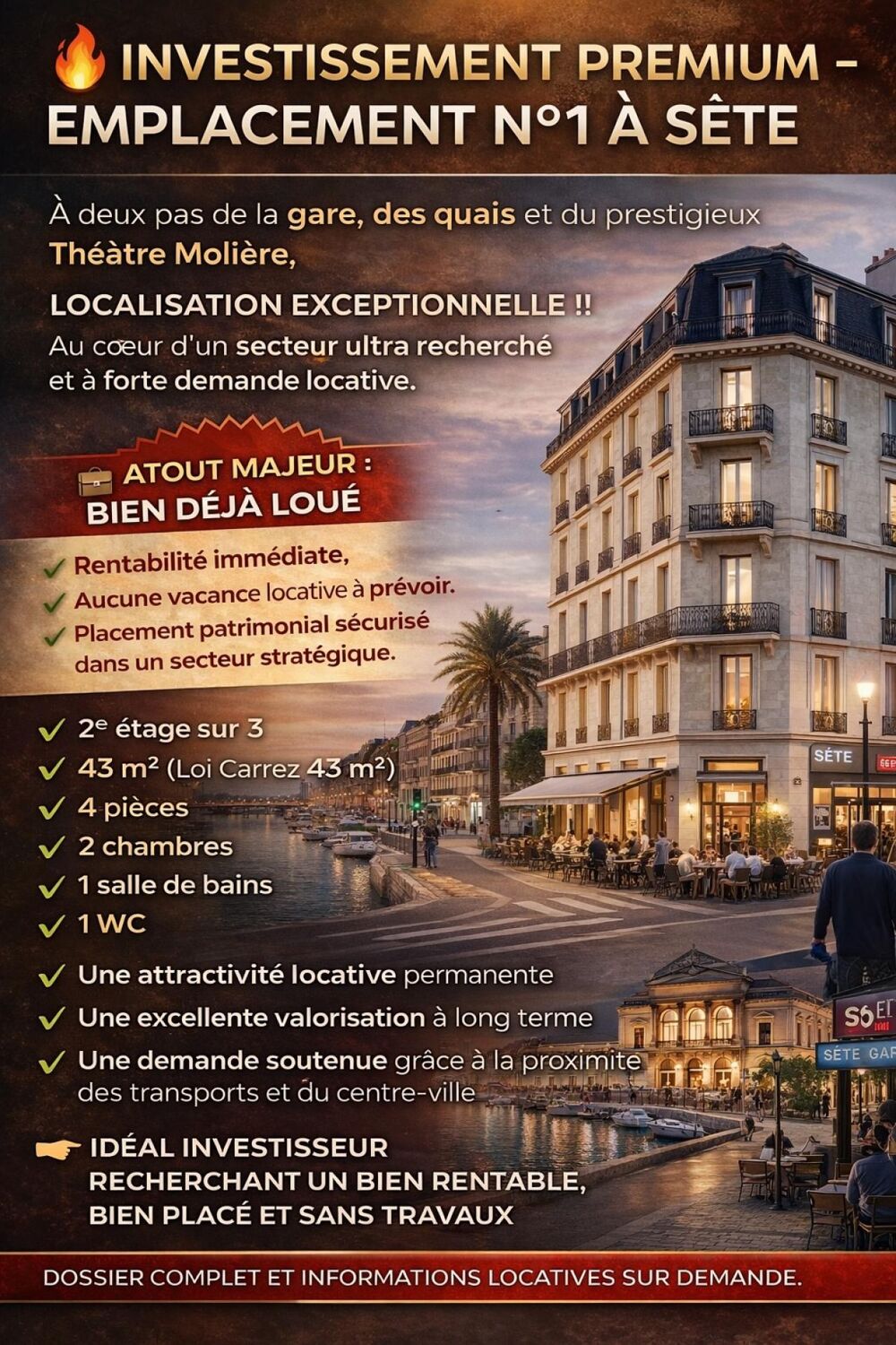Vente Appartement INVESTISSEMENT PREMIUM – EMPLACEMENT N°1 À Sète Sete