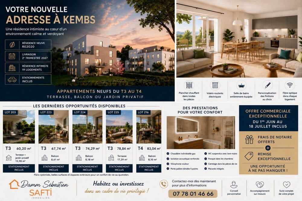 Vente Appartement T3 & T4 neufs disponibles à Kembs Kembs
