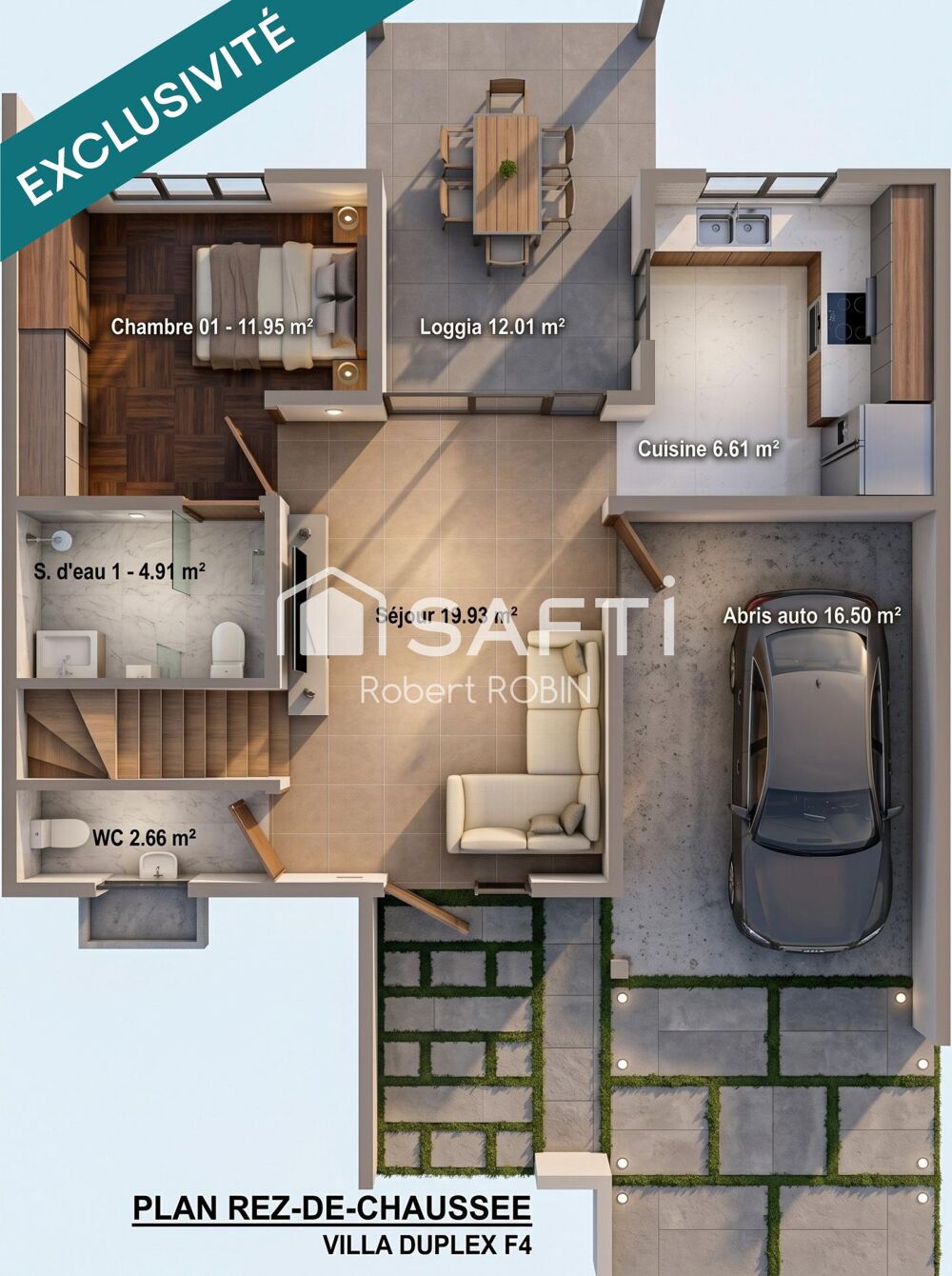 Vente Maison Villa de ville F4 avec varangue donnant sur un jardin. Matoury