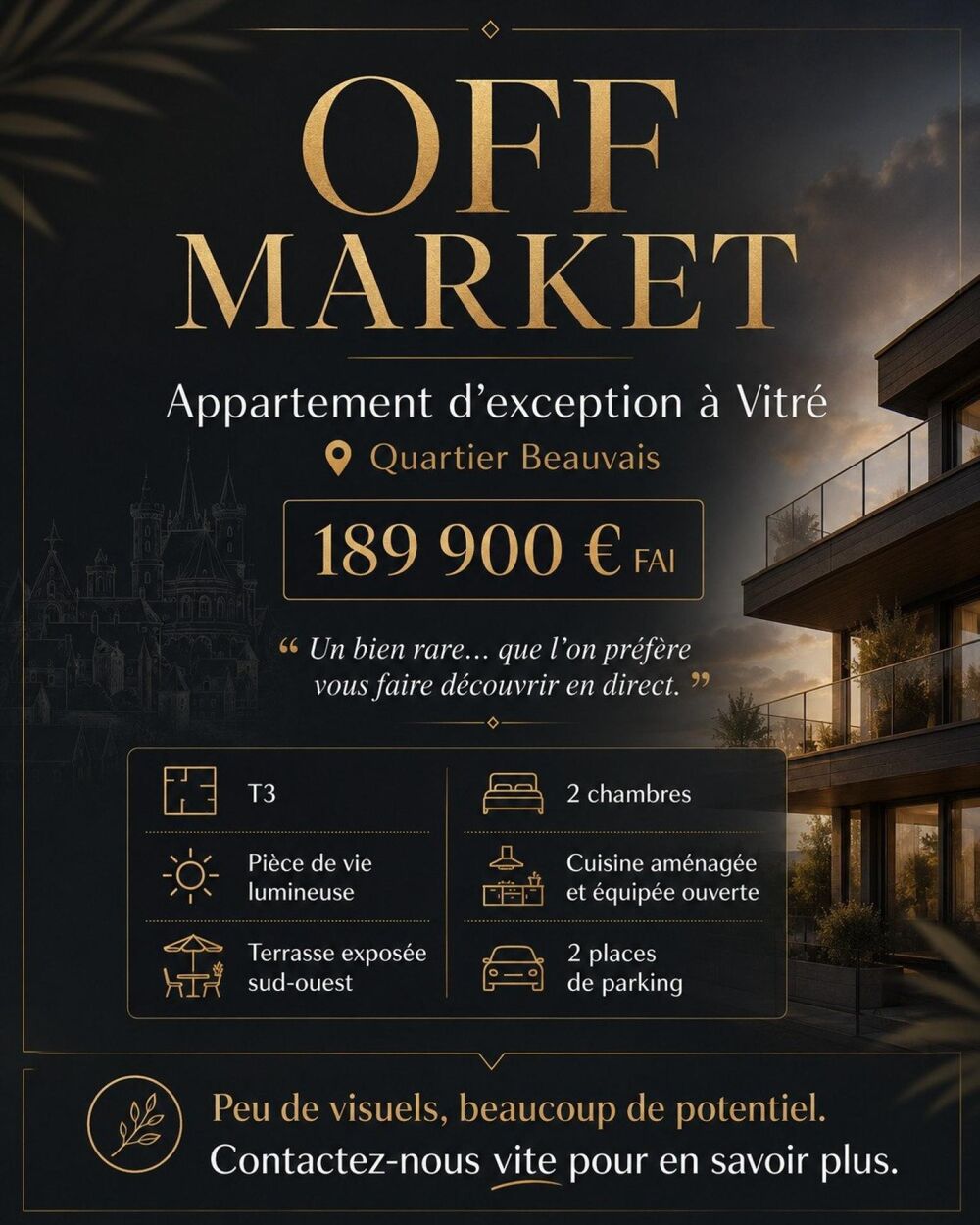 OFF MARKET VITRÉ  QUARTIER BEAUVAIS - 2 chambres