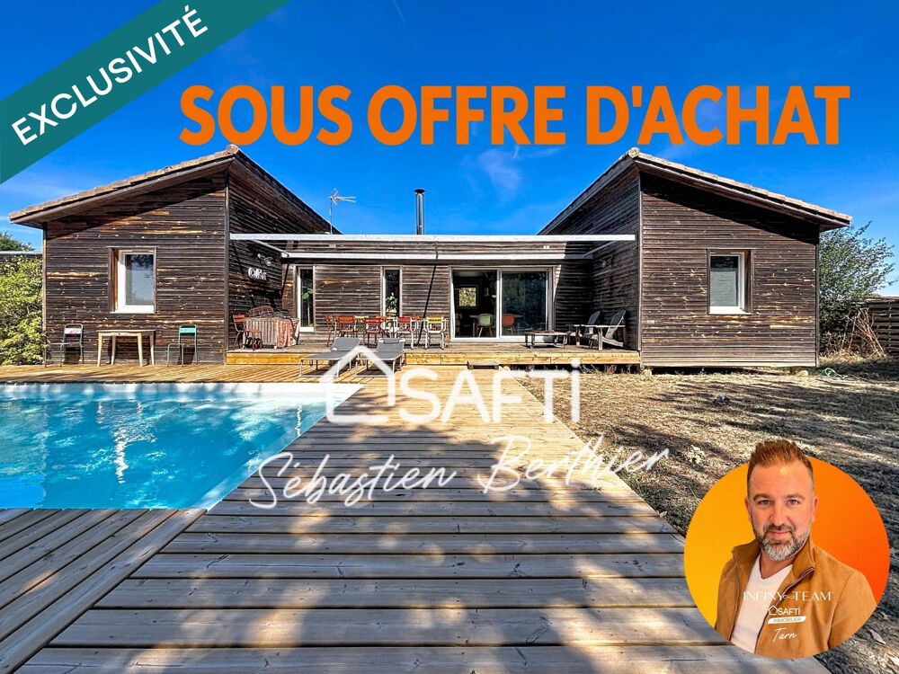 Maison bois  3 chambres + bureau  Piscine  Grand garage  Lavaur