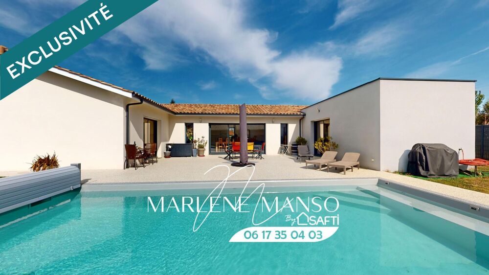 Maison 3 chambres, 1 bureau, garage et piscine