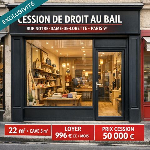 Opportunit&eacute; rare dans un secteur &agrave; fort passage, au c�ur de la tr&egrave;s dynamique Rue Notre-Dame-de-Lorette. 50000 75009 Paris 9e arrondissement