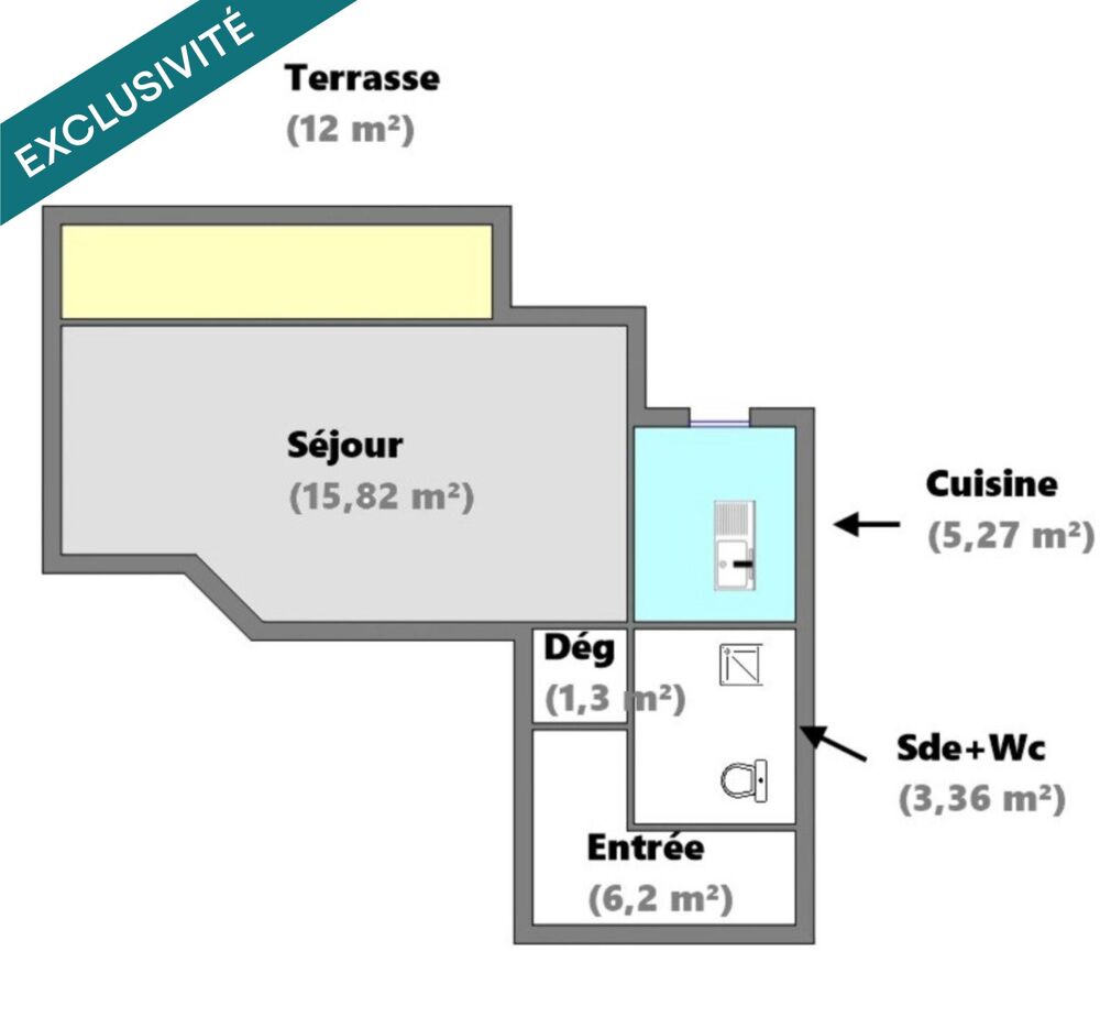 Vente Appartement Studio avec grande terrasse – Résidence récente avec ascenseur Clichy