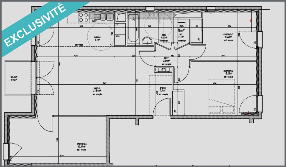 Vente Appartement APPARTEMENT 4 PIÈCES – 80 M² – 3 CHAMBRES – BALCON – PARKING SOUS-SOL Gennevilliers