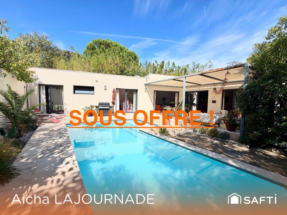 Maison comptemporaine de plain pied, 3 Ch, piscine