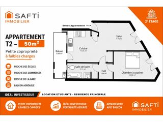  Appartement à vendre 2 pièces 50 m²