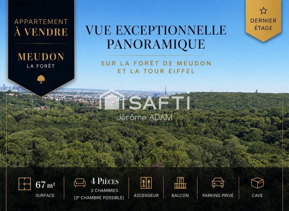 T4 lumineux au dernier étage | Vue exceptionnelle sans vis-à-vis | Double séjour (3e chambre possible)