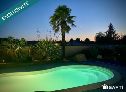   Maison familiale de plain-pied avec piscine et double garage, sur terrain arboré de plus de 1900 m2 à Couquèques (33340) Maison - 4 pièce(s) - 149 m²