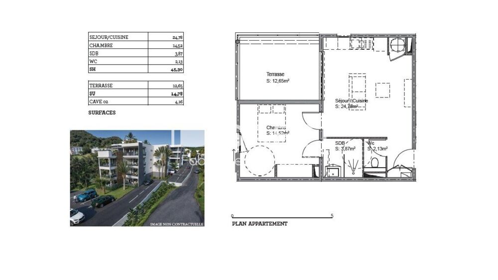 Vente Appartement Appartement T2 avec terrasse – Résidence Les Terrasses du Marin Le marin