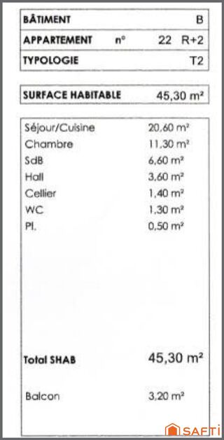  Appartement  vendre 2 pices 45 m
