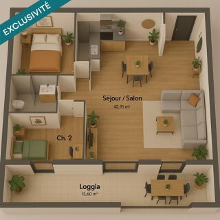  Appartement � vendre 3 pi�ces 77 m�