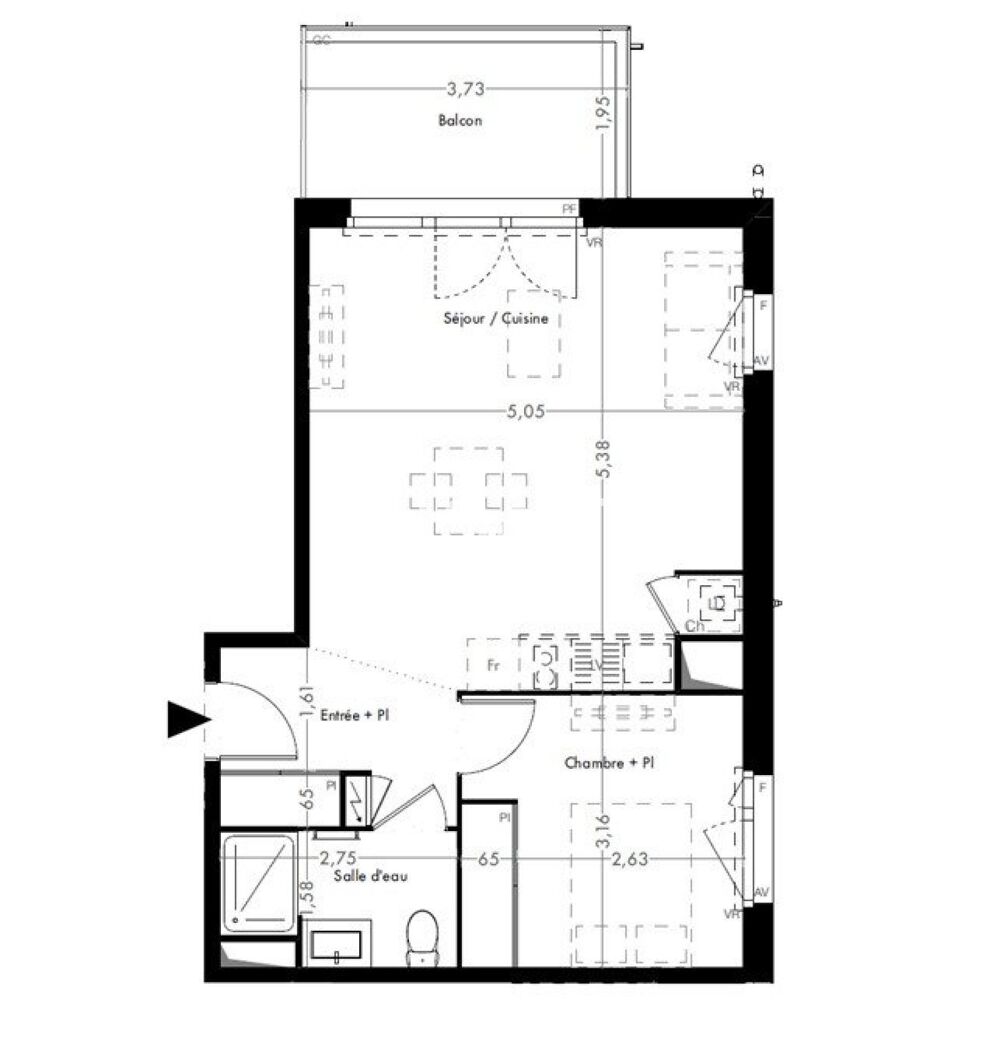 Appartement T2 neuf avec balcon et stationnements  Résidence moderne