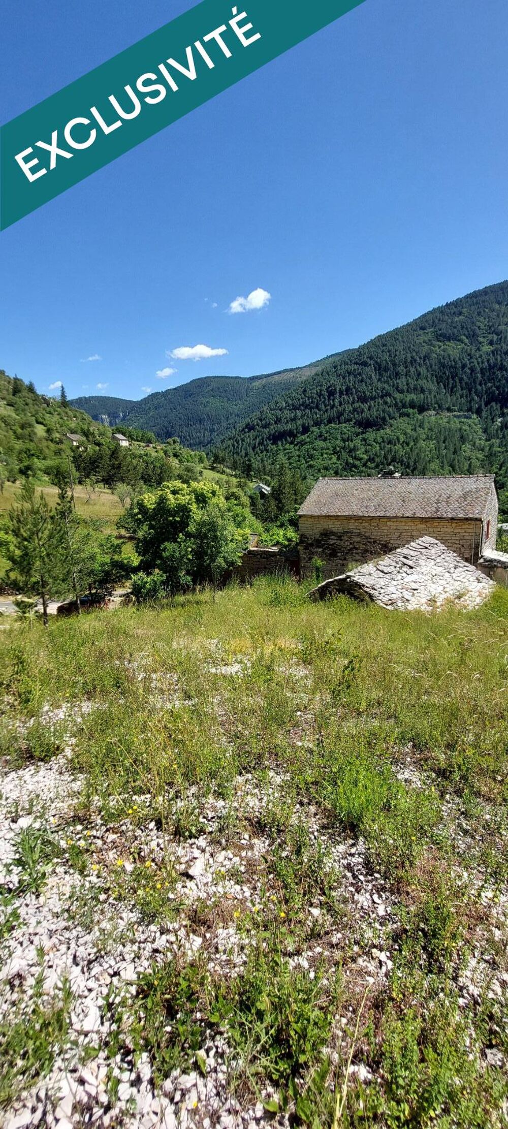 Vente Terrain -A VENDRE- PRADES 48210 St Enimie TERRAIN CONSTRUCTIBLE non viabilisé de 3265m2 108 000€ Gorges du tarn causses