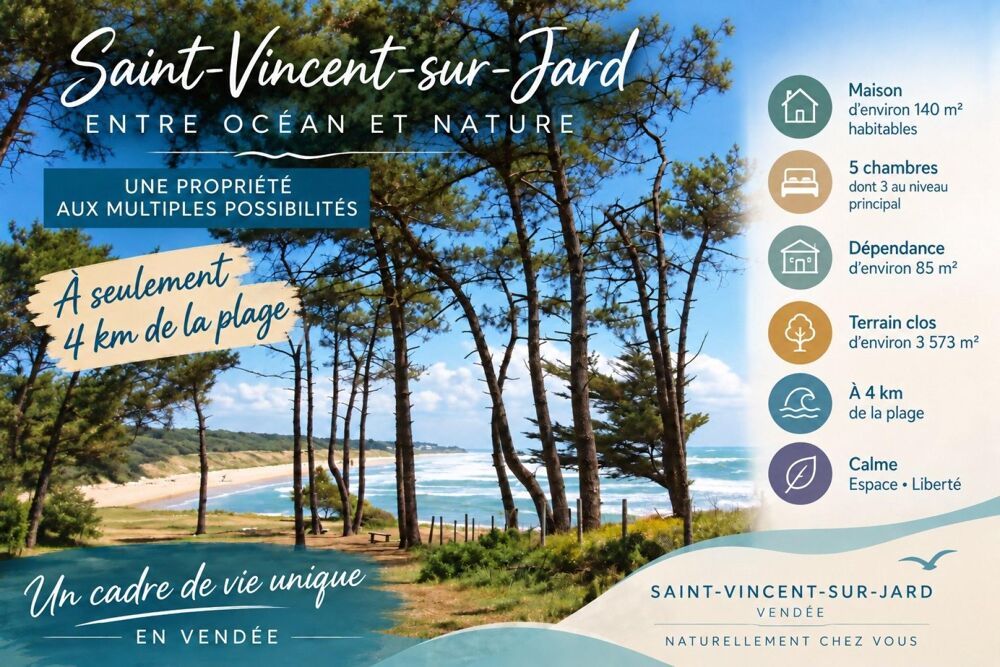 A 4 KM DE LA PLAGE, PROPRIETE AVEC GRAND TERRAIN & DEPENDANCE