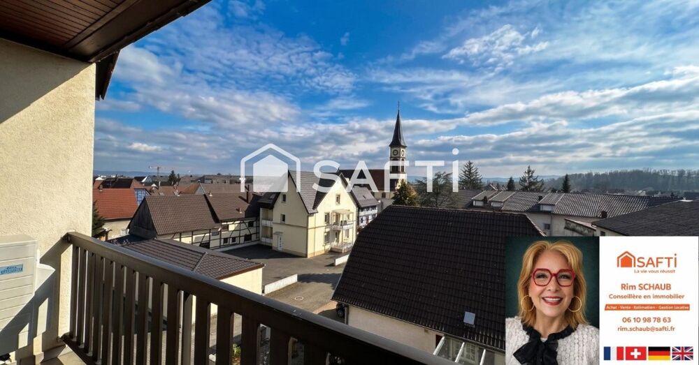 Vente Appartement Hésinge - Dernier étage : F3/F4 lumineux  avec vue panoramique sur le village et son clocher Hesingue