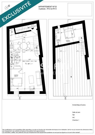  Appartement � vendre 3 pi�ces 64 m�