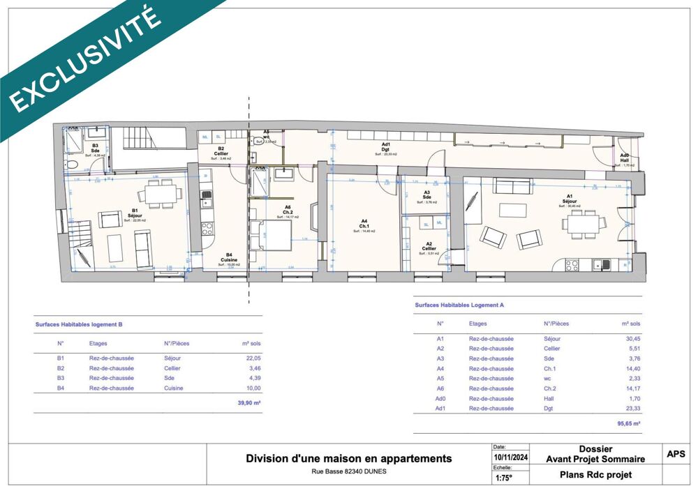 Vente Immeuble Ensemble immobilier rénové à neuf – 2 logements indépendants Dunes